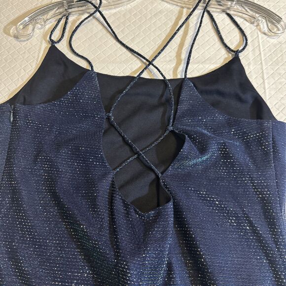 Vtg Rhapsody LTD Maxi Slip Dress Sparkle Blue Ombre Y2K 90s Fairy Grunge Sz 12 - Picture 7 of 13